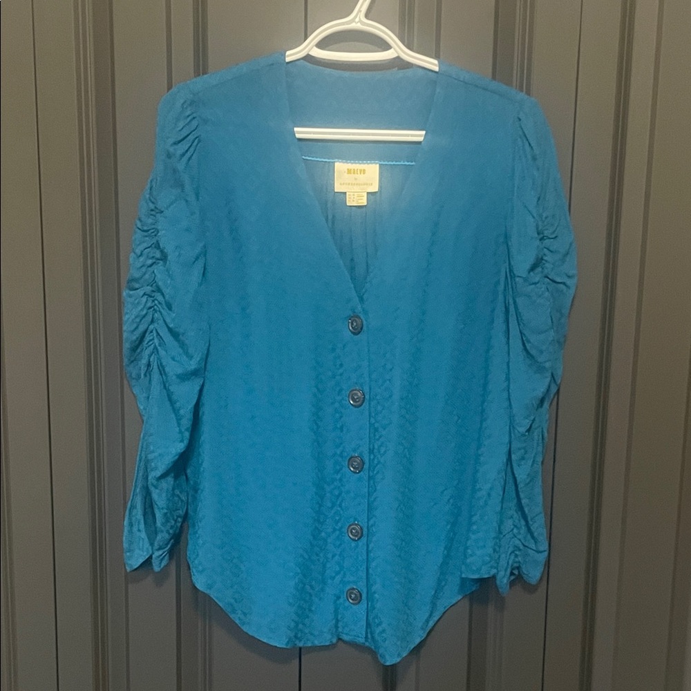 Anthropologie Maeve Teal Button-Down Shirt